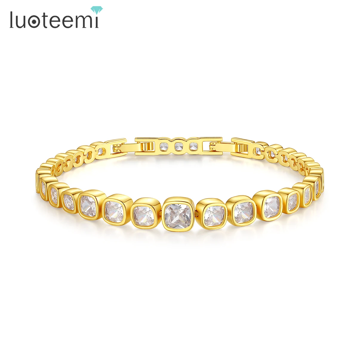 

LUOTEEMI Fashion Designer Femme Chain Link Tennis Lady Cubic Zirconia For Woman Jewelry Hand Bracelet