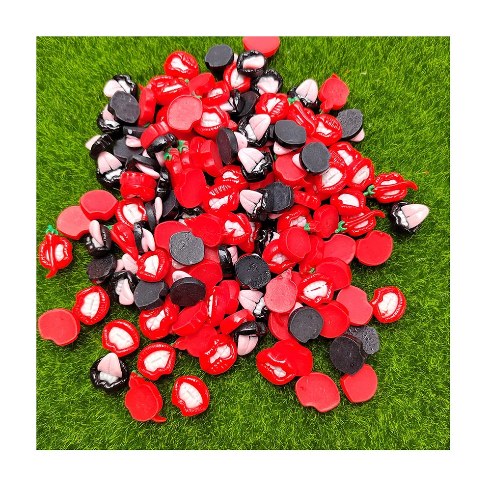 

100Pcs Mixed Resin Red Lips Mouth Crafts Flatback Cabochon Bite Lips Scrapbooking Fit Phone Embellishments Diy Accessories