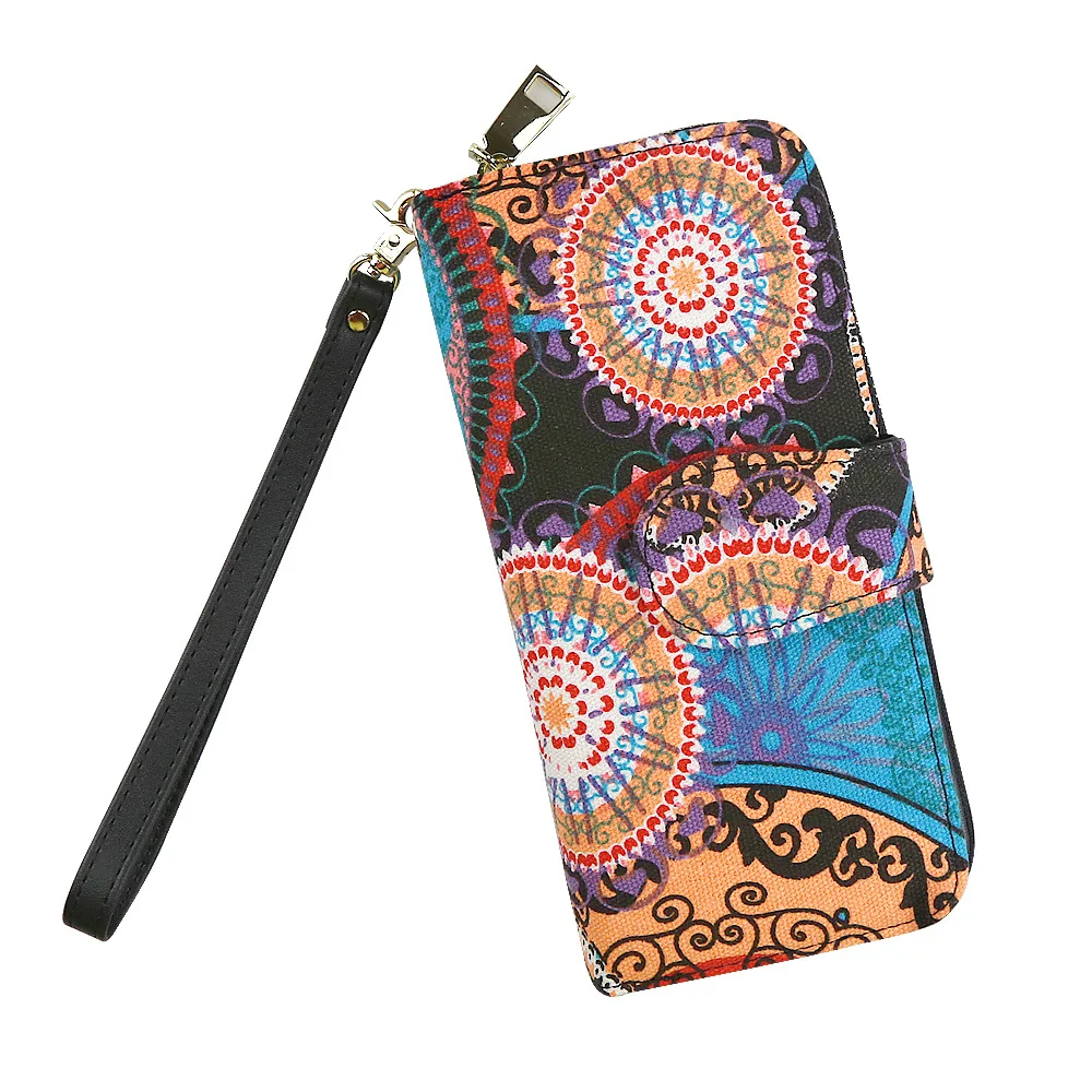 

Amazon New Coming Women Long Boho Wallet Canvas Ethnic Bohemian Wallet, As shown