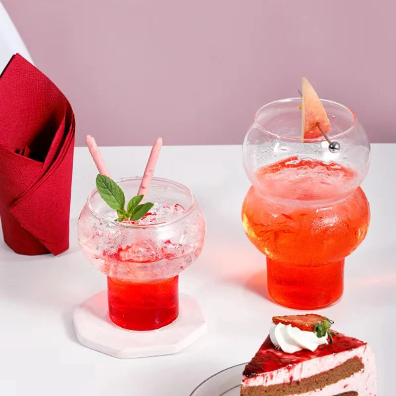 

2021 Best Selling Wholesale Creative Novel New Modern Style Glass Round Unique Drink Juice Cocktail Glasses