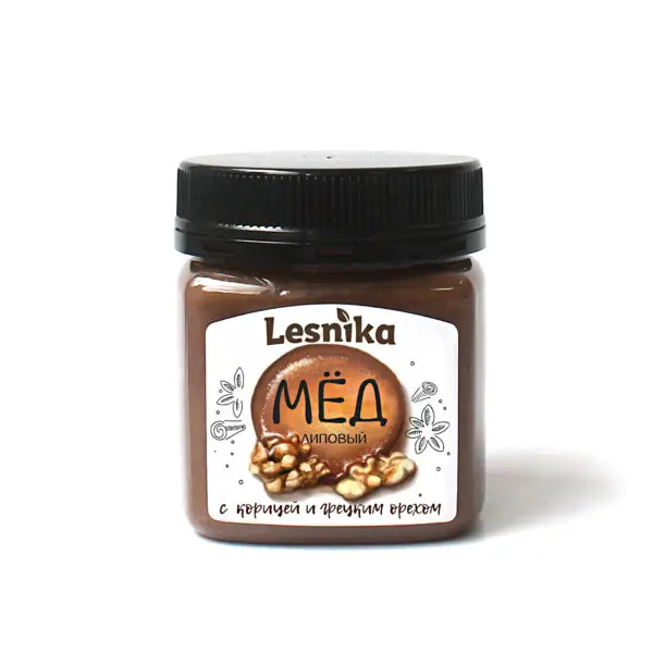 
Russian white creamed honey with cinnamon and walnut 250 gr 