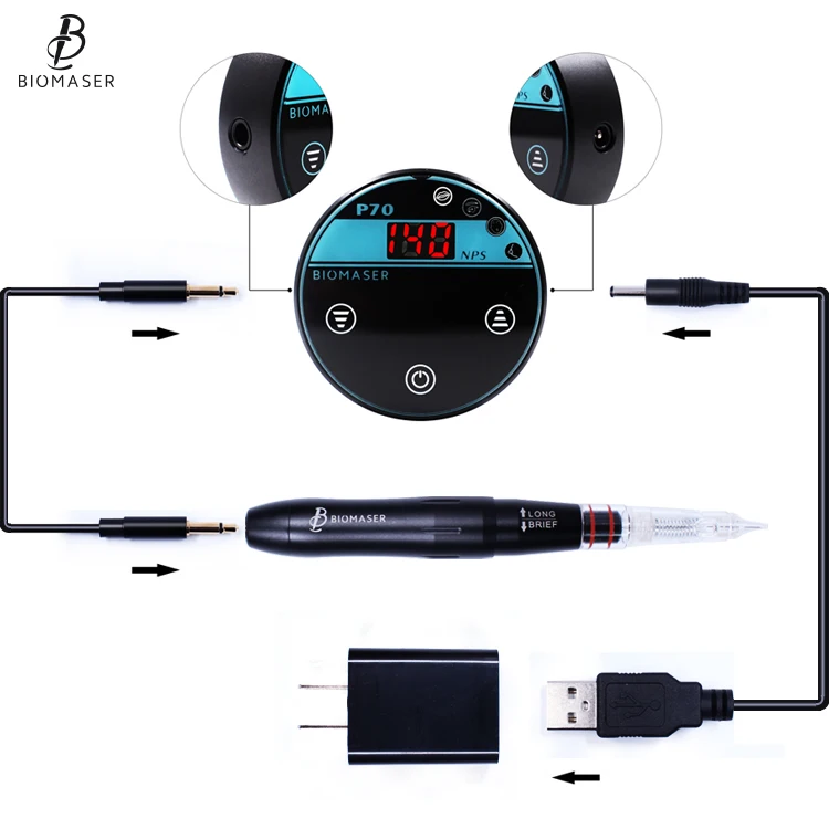 

Biomaser P70 Microblading Lips Eyeliner Tattoo Machine Digital PMU Machine For Microblading Supplies, Black