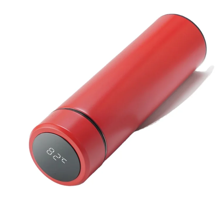 

500ml Red smart stainless steel vacuum insulated temperature display water bottle thermos with led screen intelligent thermos