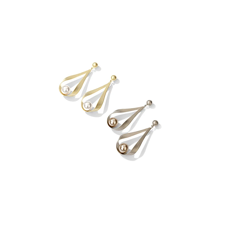 

Jachon Alloy Drawing Process chandelier earrings Jewelry Pearls Water Drop Hoop Earrings For Women Girls, Gold,titanium