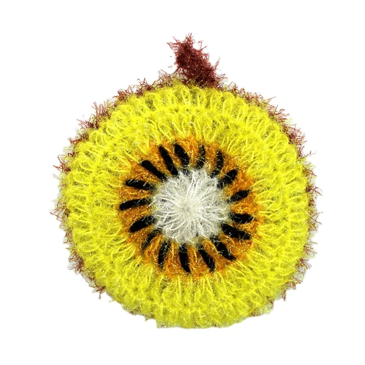 

lovely hand crochet acrylic kiwi fruit dish scrubber