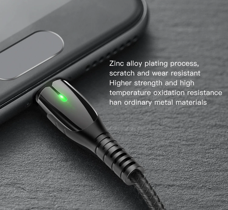 Yesido 2.4A Charging 8Pin Nylon Braided Zinc Alloy Plating Cable Line Mobile Phone Charger Data Usb Cable For Iphone