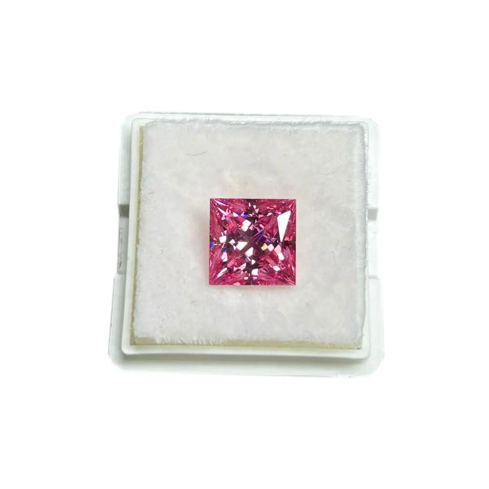 Pink Princess Cut Lab Created  Moissnaite Diamond for Wedding Ring