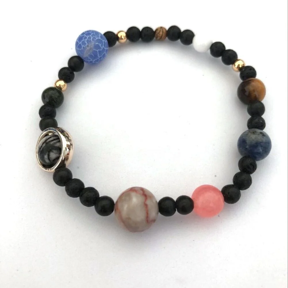 

Amazon Hot Selling High Quality Beads Bracelet Nine Planets In The Solar System Universe Elasticity Constellation Bracelet