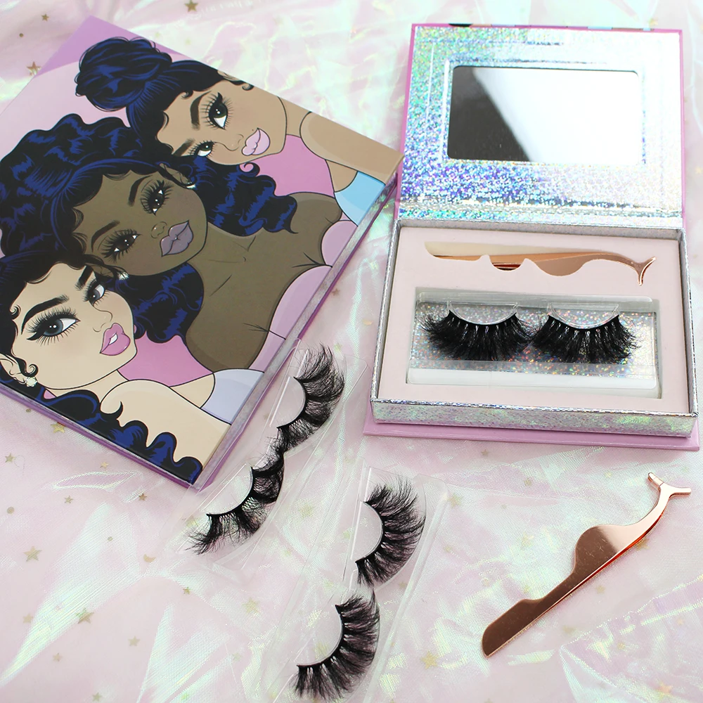 

3D Silk Faux Mink Fake Premium Synthetic False Eyelashes Natural Volume Eye Lashes Vendor Customized Boxes, Black