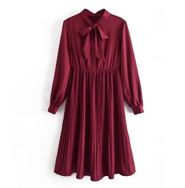 

Crimson Pleated Dress 2021041708