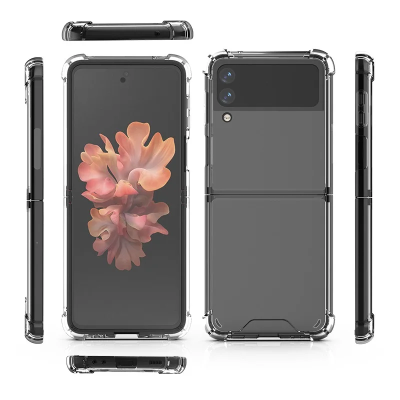 

New Arrival Transparent 2 In 1 Hard Acrylic PC Flexible TPU Cell Phone Cover Back Phone Case For Samsung Galaxy Z Flip3