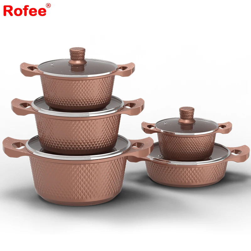 

Hot selling Marble Coating Cookware Sets Die Casting Aluminum Casserole, Brown