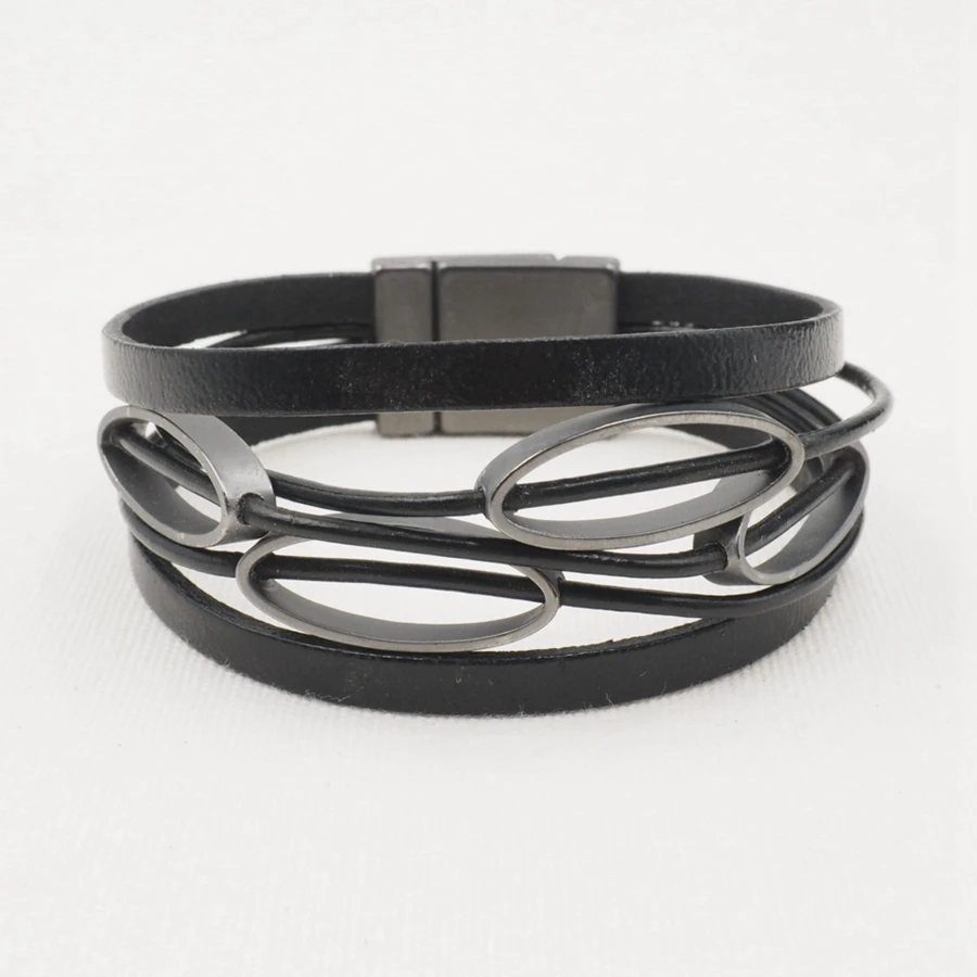 

2020 New Products Fashionable Vintage Jewelry Multilayer Leather Buckle Bracelet For Sale, As picture