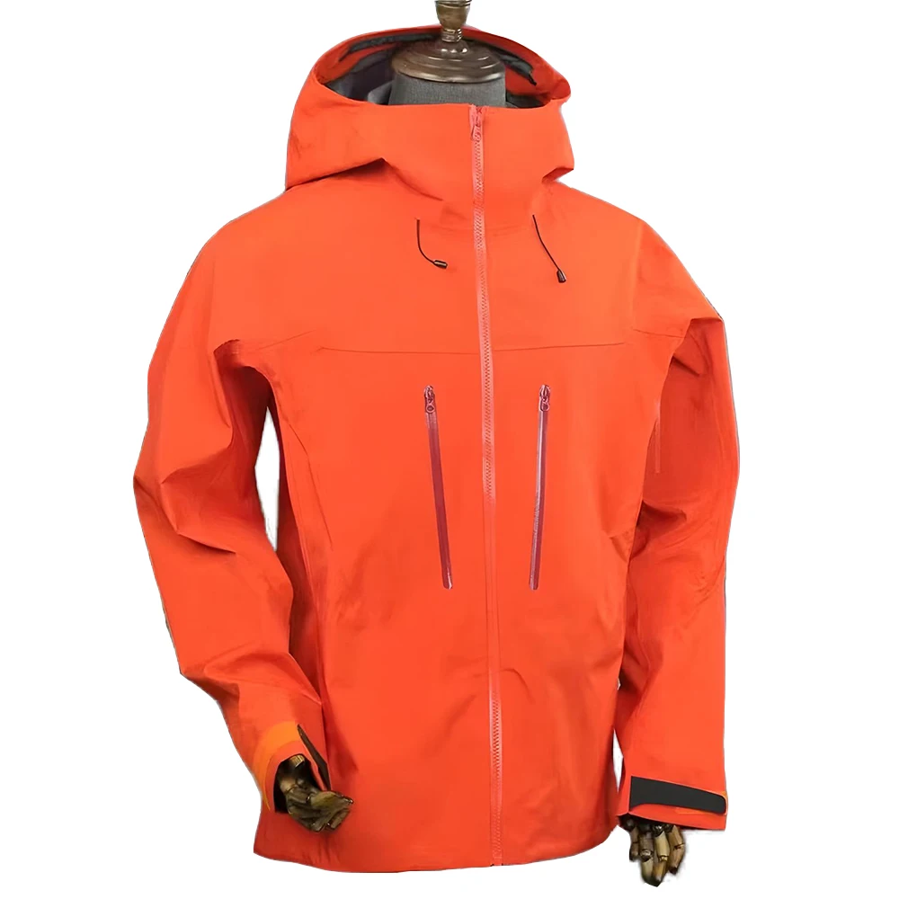 Men's 3L Outdoor Hard Shell Windbreaker Jacket High Performance 3D Hooded Raincoat Zipper Closure Breathable Windproof Plus Size