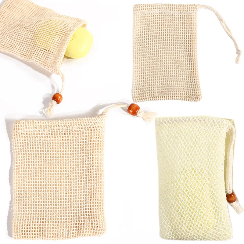 

Hot Selling Custom Dual-Layer Exfoliating Mesh Nylon Soap Bar Saver Foaming Soap Bag Scrubber Soap Pouch Bag With Rope