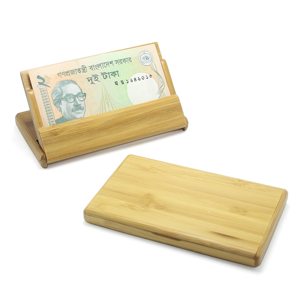 

Bamboo Wood Table Business Cardholder Name ID Credit Cards Case Box Storage Desk Display Organizer Cardcase Bamboo Card Holder