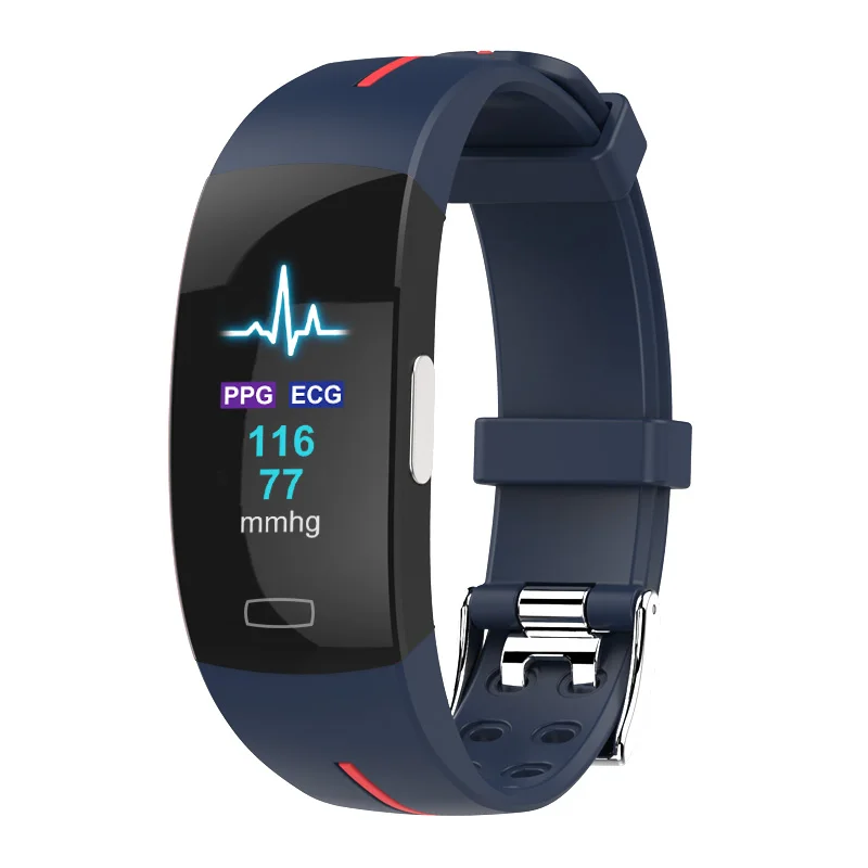 

P3 Plus /H66 Blood Pressure Smart Band Heart Rate Monitor PPG ECG Smart Bracelet Activity fitness Tracker Intelligent Wristband, Black red blue silver