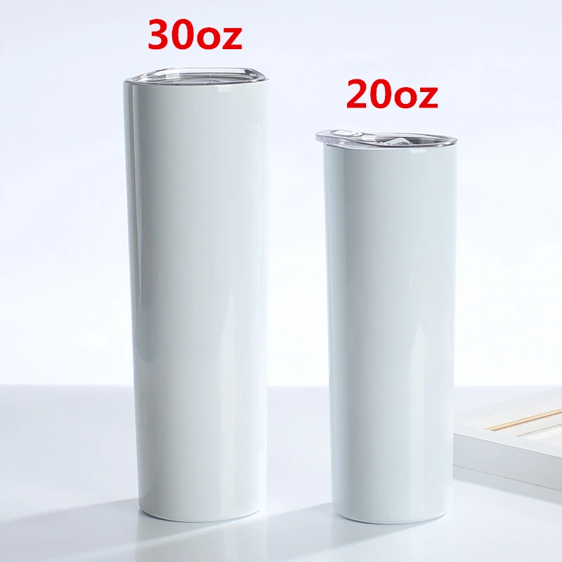 

Wholesale high quality 20oz skinny straight sublimation tumbler white stainless steel 30 oz sublimation skinny tumbler