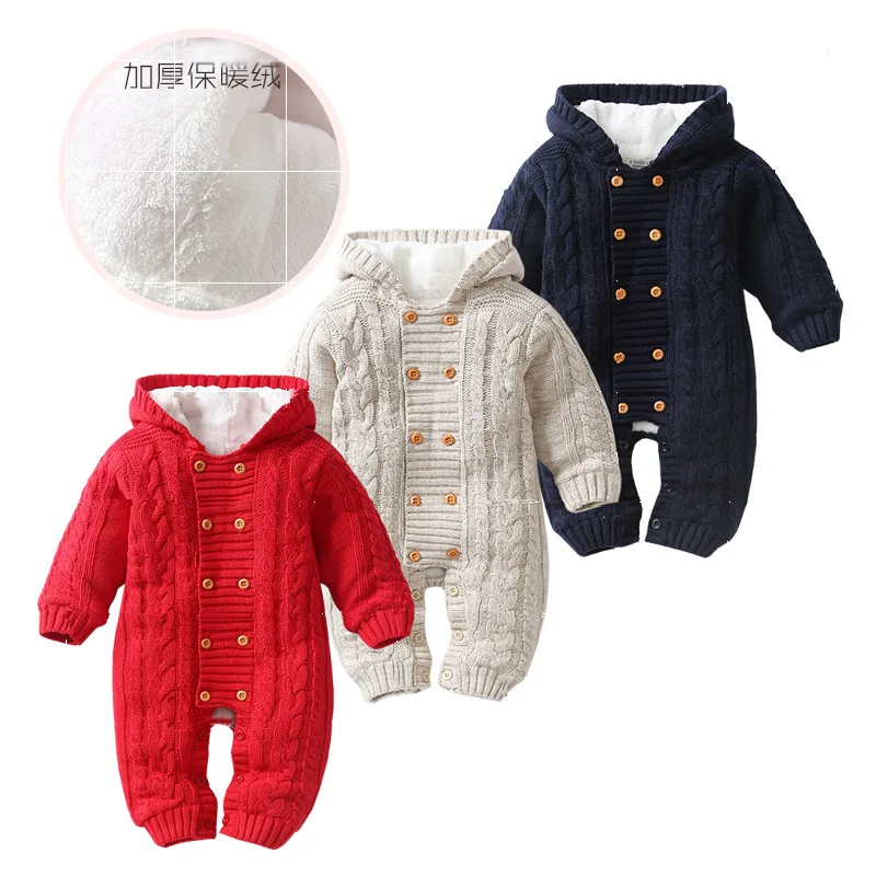 2019 autumn winter new product baby boys girls jumpsuit sweater infant cotton romper wholesale