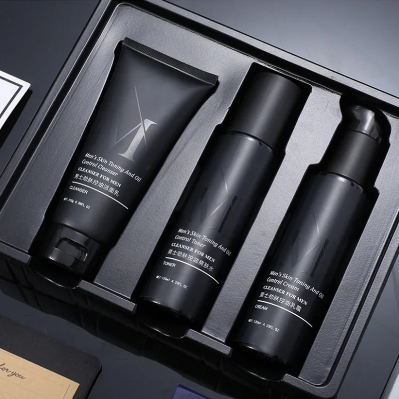 

Private Label 3 in 1 Skin Care Men Kit Cream Men Skin Care Set for Men with Face Cleanser Toner Cream for Oil Acne Control