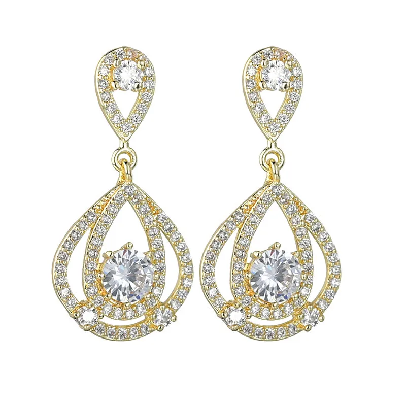 

2021 New High Quality Zircon Set Jewelry Earrings Korean Drop Earrings