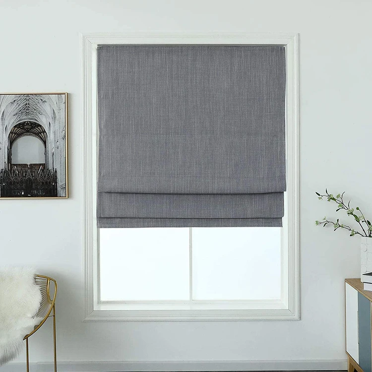 

New Indoor Home Blackout Manual Shades Gray Cordless 100% Polyester Fabric Roman Blinds, Customer's request