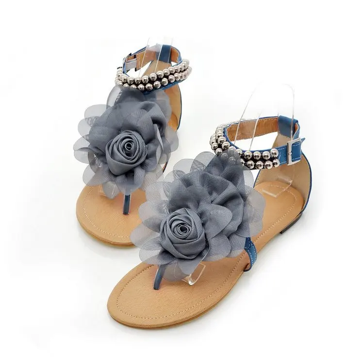 

Hot Sales Flower Ball Chain Open Vamp Comfortable Flat Casual Women Sandals