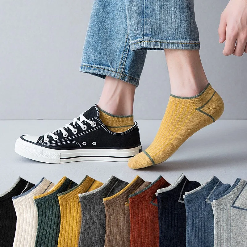 

2023 New Men Socks Stretchy Shaping Teenagers Short Sock Solid Color Men Comfortable Casual Ankle Socks