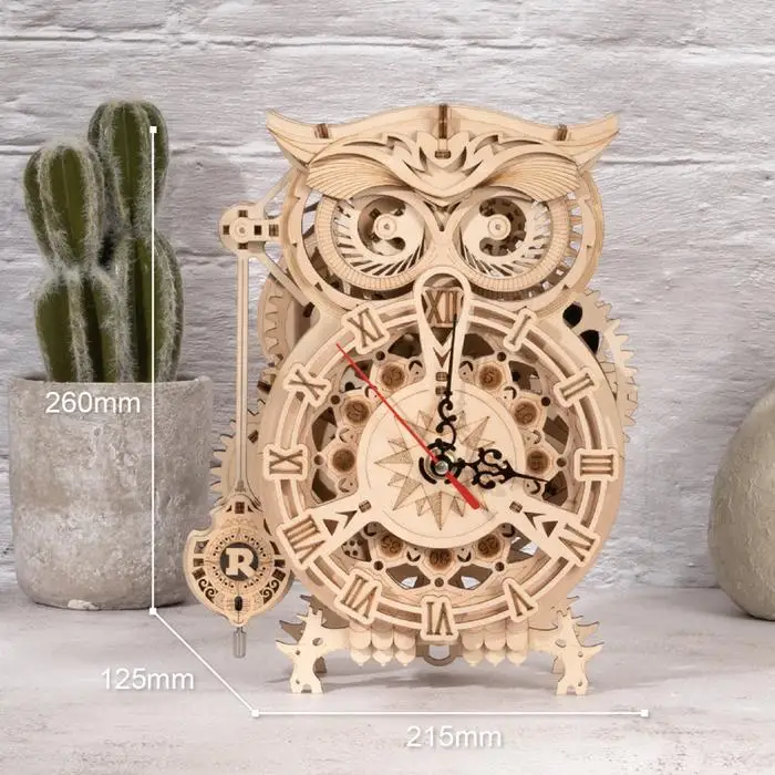 

CPC Certificated Robotime 2021 Christmas Craft Jigsaw LK503 Owl Clock Diy Kids Christmas Gifts For Children 3D Wooden Puzzle