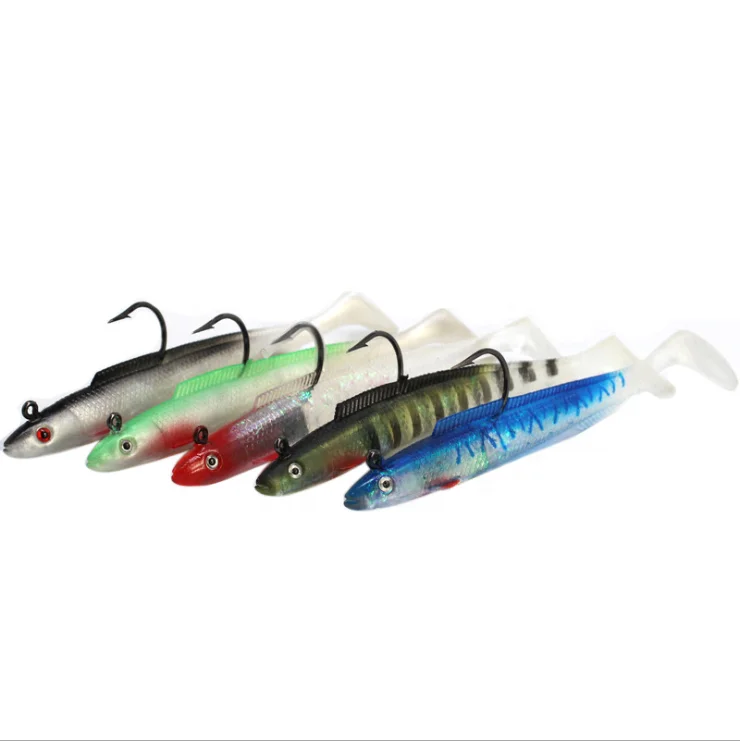 

15cm 30g factory price saltwater artificial soft plastic fishing lure with jighead, Orange,blue,purple,green,transparent white