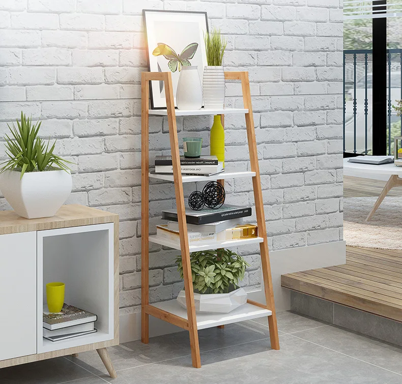 

3-4 tier bamboo ladder shelf for entrance room