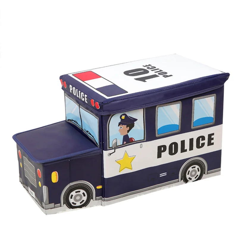 

NEW Bus Shape Toys Organizer for Kids Clothes Toy Storage Box Folding Cartoon Car Toy Storage Basket Children Storage Bin