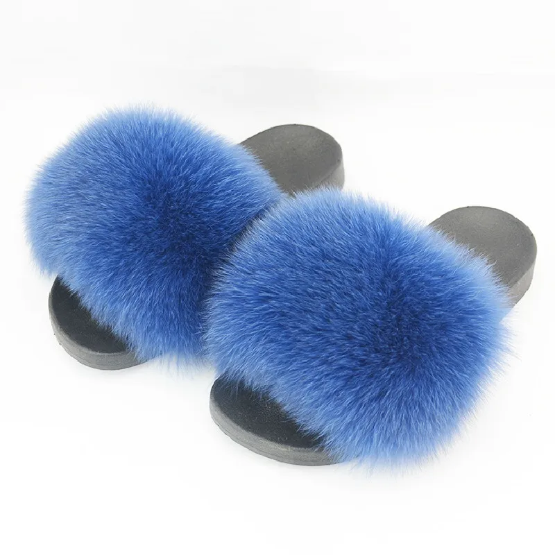 

Ladies Custom Fur Slippers Quality Colorful Fur Sliders Factory Price