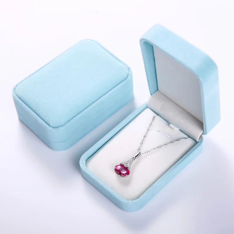 

2021 Jewelry Boxes with Logo Custom Luxury Exquisite Box Gift jeweler Wholesale Flannelette Pendant Jewelry Packaging Box, Picture