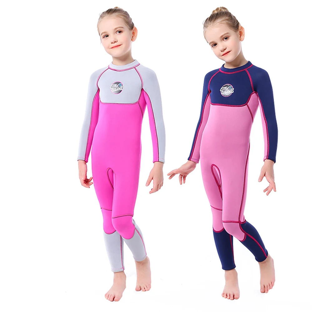 

OEM 3MM Kids Girls Wetsuit Neoprene Long Sleeve Child Scuba Diving Surf Suit One Piece Sun Protection Wetsuit for Water Sport, 4 color