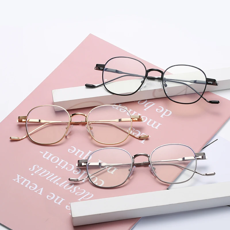 

Men And Women Stylish Flat Light Eye Glasses Round Frame High Quality Metal Eyewear Frames