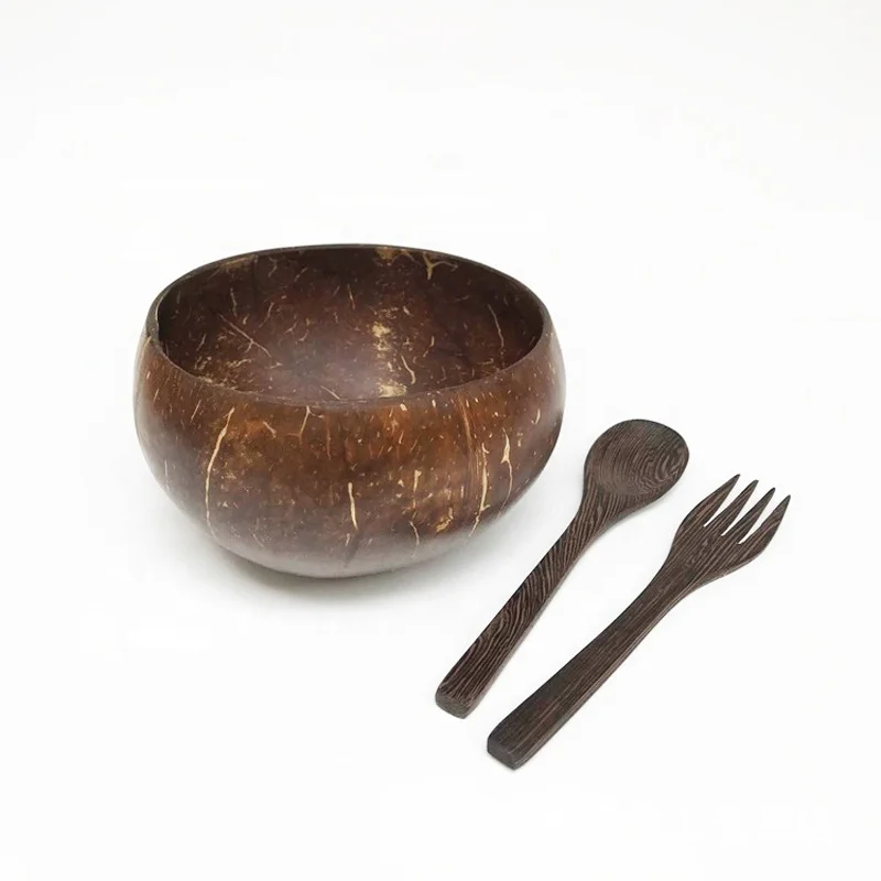

2021 Custom Logo Round Large Kitchen Coconut Shell Bowl Wooden Fruit Plate Salad Bowl for Kitchen