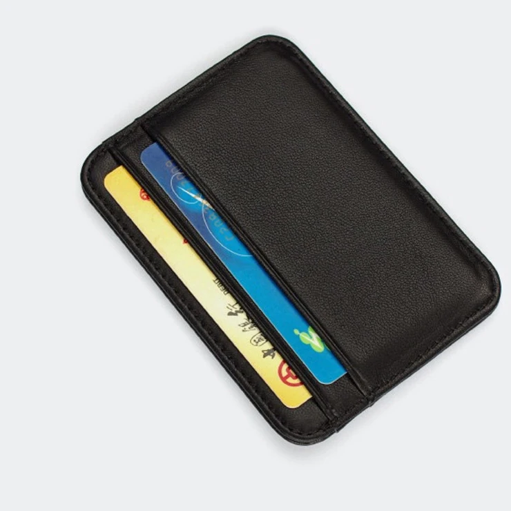 

PAXDUN Wholesale High Quality Ultra-thin Bank Card Holder Black Genuine Leather RFID Blocking Card Holder