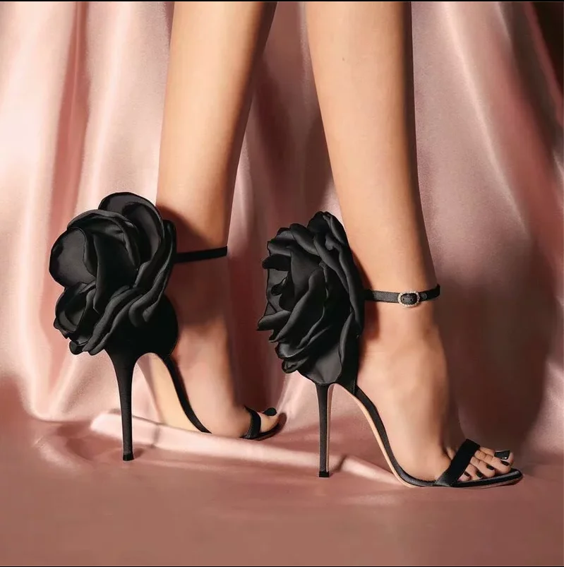 

women pumps fashion sexy flowers sandals ladies thin high heel shoes