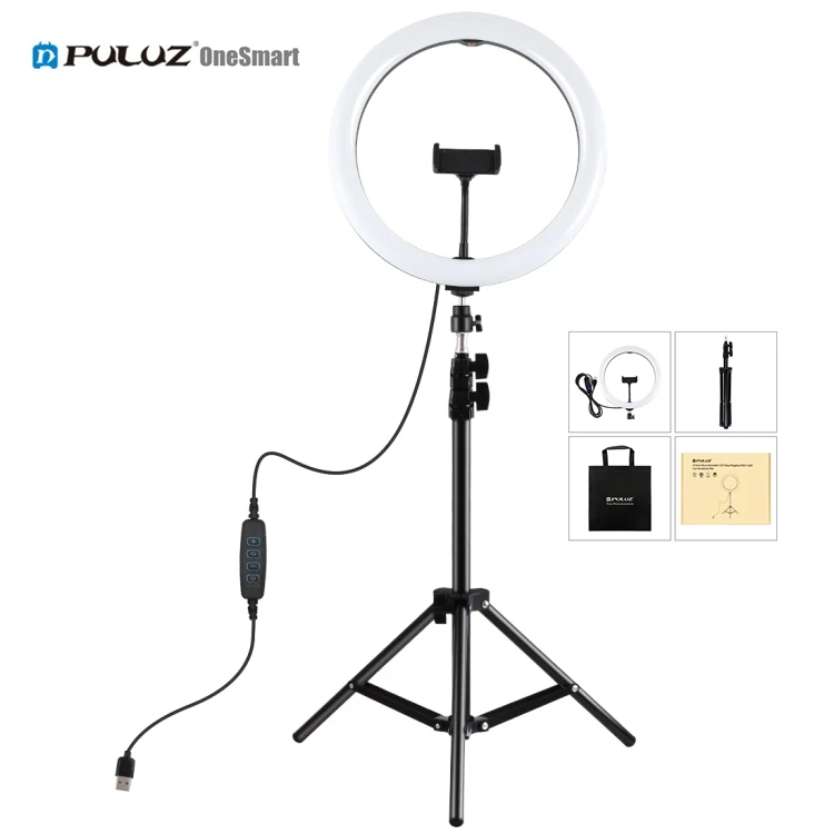 

Cheap Price Promotion PULUZ 11.8 inch Selfie Ring 1.1m Tripod Stand And Cell Phone Holder Led Light For Photography