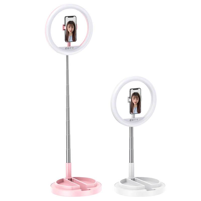 

USAMS ZB120 Popular LED Selfie Ring Light Portable 18Inch Live Phone Stand Lighting led Ring Light, Pink/white/black