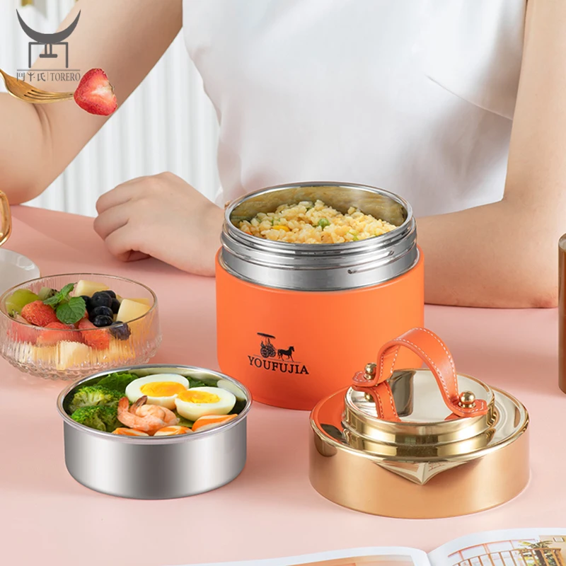 

304 Stainless Steel Food Heat Preservation Pot Lunch Box flask Kitchen Pot Double Layer Vacuum Insulated Lunch Box