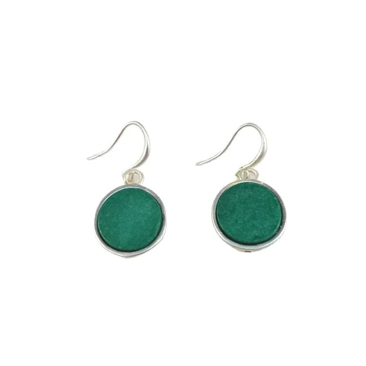 

Top quality Women Vintage Drop Earrings Fashion Jewelry Classic Alloy Nature Stone Green Earring, As picture