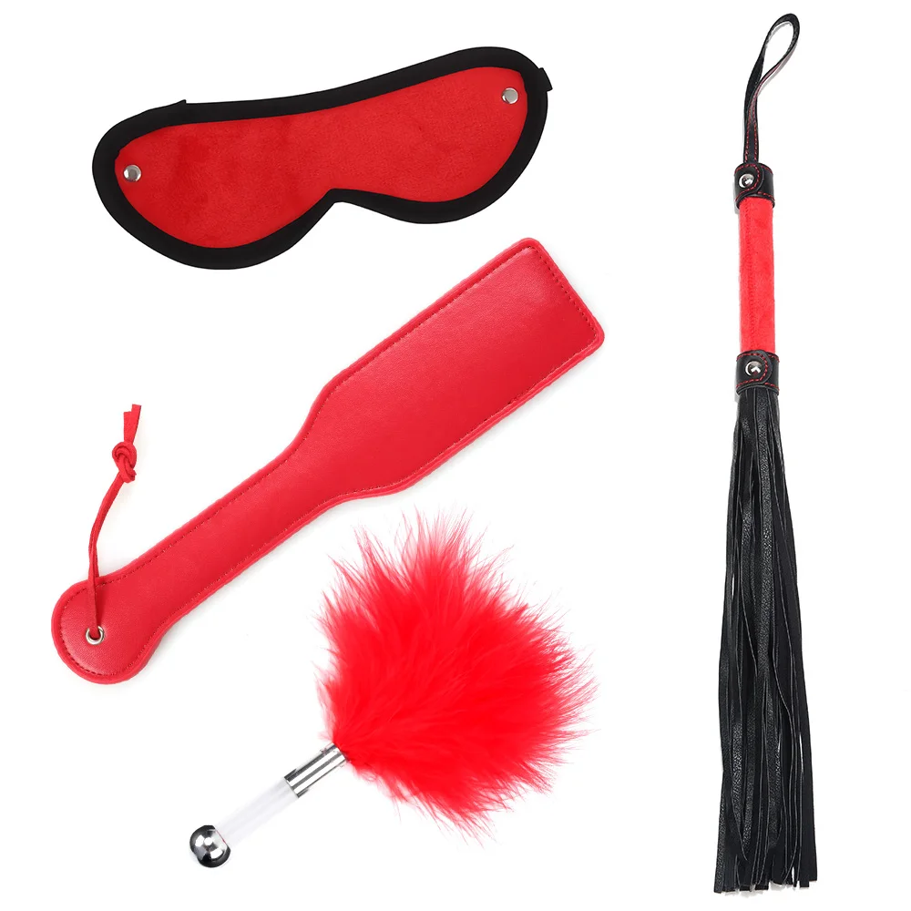 

BDSM Flirting Feather Anal Plug Whip Blindfold Spanking Paddle Bondage Set For Couples Roleplay Accessories Kit