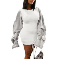 

FS1558B hot sale women long sleeve gray and black dresses