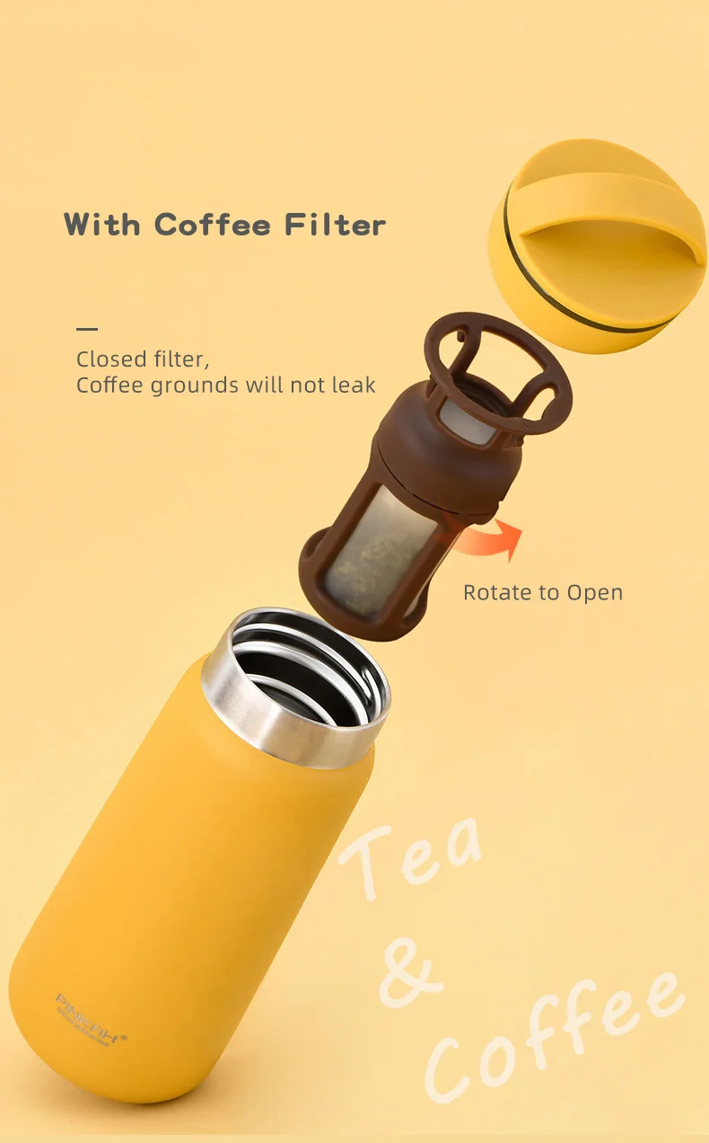 Pinkah Diy Portable 350ml Double Walled Stainless Steel Vaccum Water