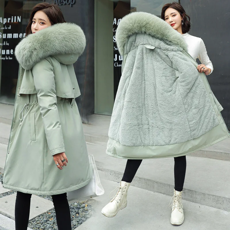 

Factory Direct Sales Winter Women'S Parker Overcoat Hooded Fur Collar Thickened Warm Winter Jacket Overcoat, Picture