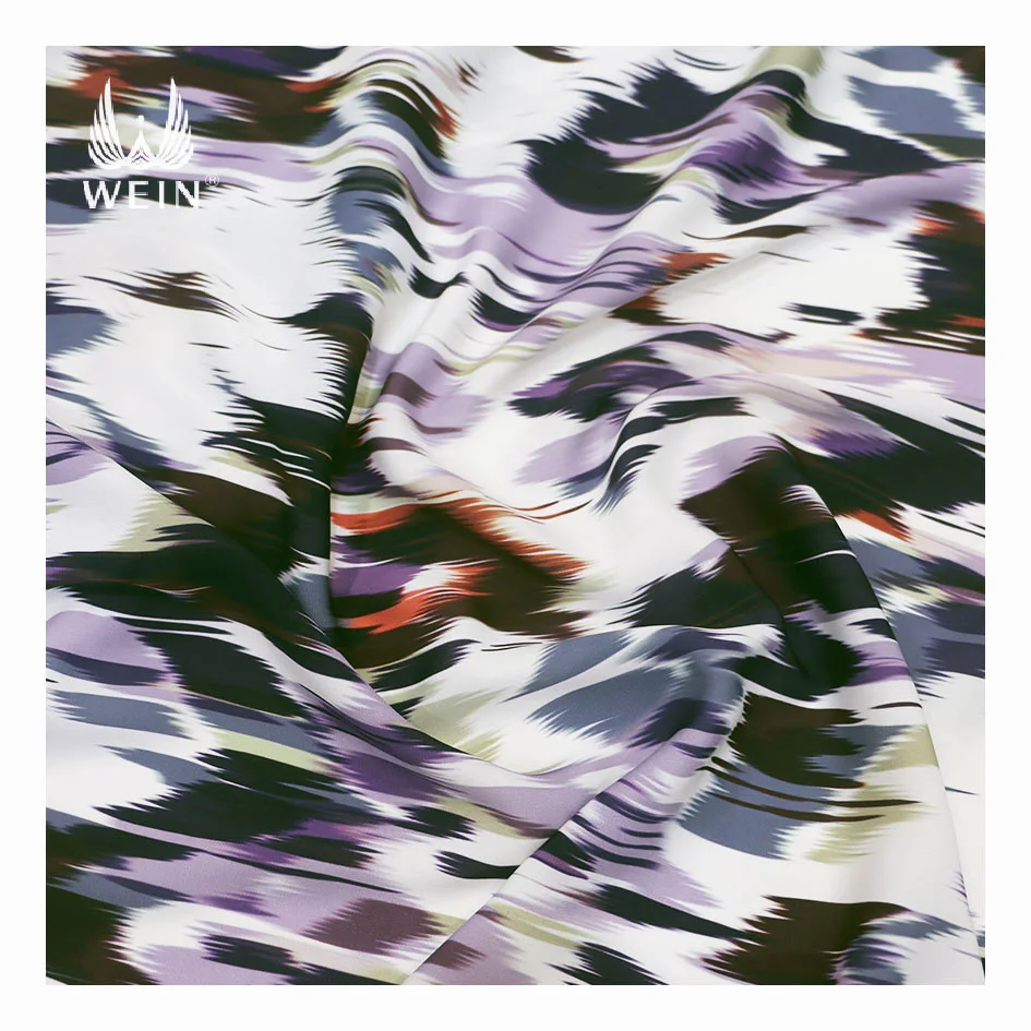 

WI-D15 Fashionable abstract pattern digital printing 100% polyester double twill textile factory for pajamas