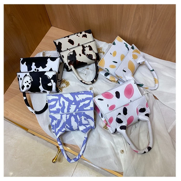 

Wholesale fashion designer handbags colorful cow pattern trendy purses and handbags mini women hand bags