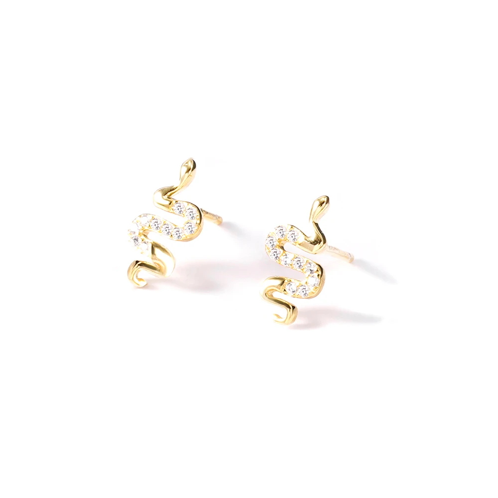 

Alibaba Express 925 Sterling Silver 18k Gold Plated Jewelry snake stud earrings For Women